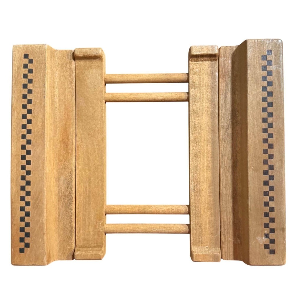 Vintage Pampered Chef Checkered Wooden Expandable Trivet Folding‎ Hot Pad